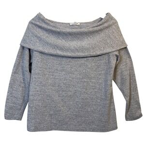 Haven‎ Well Within Womens Sweater Medium Gray Off The Shoulder Long Sleeve Top